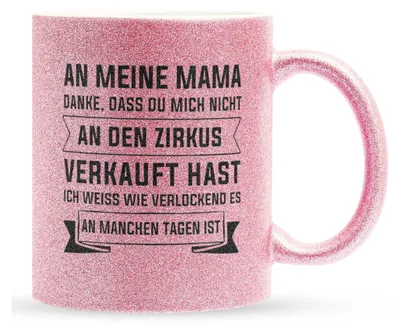Produktbild von 22Feels Glitzertasse Pink Mama Geschenk Muttertag Mutter Geburtstag Kaffeetasse Frauen Weihnachten Haferl Geschenkidee Bürotasse