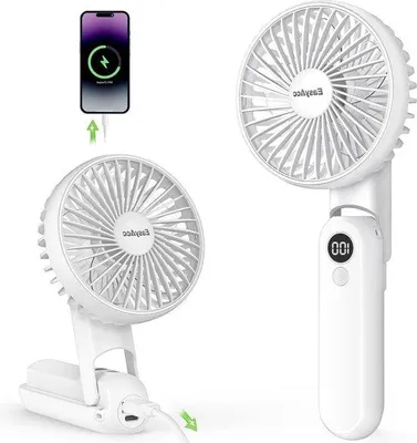 Obrázok produktu pre Malý akumulátorový ventilátor, 5 rýchlostí, mini ručný ventilátor