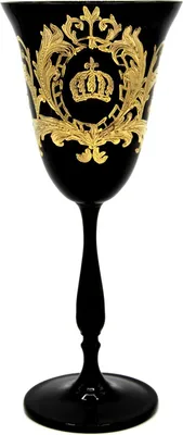 Produktbild von Pompöös by Casa Padrino Luxus Weißweinglas mit 24 Karat Vergoldung Schwarz / Gold Ø 8,7 x H. 20,3 cm - Pompööses Weißweinglas designed by Harald Glööckler