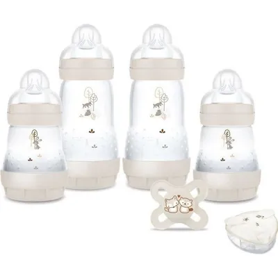 Image de Coffret Naissance MAM, 4 Biberons Easy Start Anti-Colique, 1 Sucette Naissance, 1 Boîte Doseuse, Sable