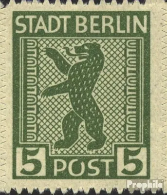 Produktbild von Briefmarken Sowjetische Zone (All.Bes.) 1945 Mi 1A XII, offenes O in Post (Feld 90) postfrisch Berliner Bär