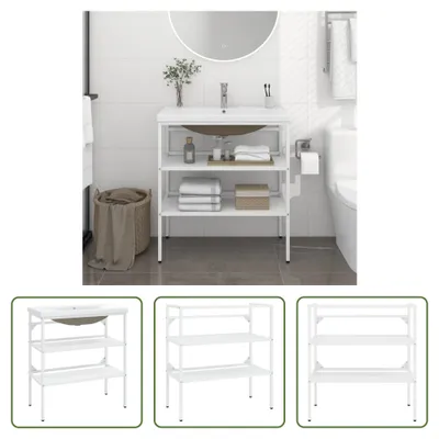 Zdjęcie produktu dla Living Store Szafka łazienkowa z umywalką z białego żelaza