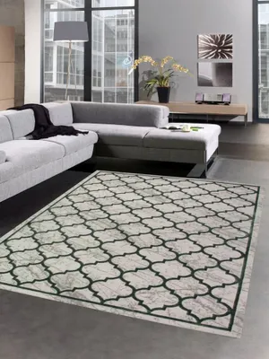 Produktbild von Teppich Wohnzimmerteppich marokkanisches Muster grau türkis petrol blau Größe - 200 x 290 cm