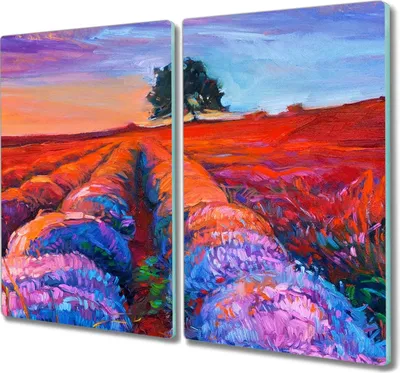 Produktbild von Coloray Kochplattenabdeckung Herdabdeckplatte 2x30x52 cm Hackbrett Schneidebrett Küchenbrett - Blumen Baum Himmel