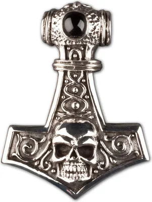 Produktbild von viva-adorno Herren Schmuck Anhänger für Ketten Thorshammer Totenkopf Mjölnir keltisch Thors Hammer Skull 925 Sterlingsilber AS23kl