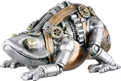 Produktbild von Gilde Figur, Kameleon, "Steampunk Cameleon", Zahnrädermotiv, Kunstharz, silberfarben, VE 2, L. 12.5 cm, B. 22 cm, H. 9.5 cm 58719 4063387587195