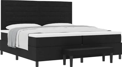 Obrázok produktu pre Posteľ s pružinovým rámom s matracmi Čierna 200 x 200 cm látka