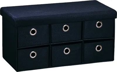 Produktbild von KESPER Sitzbank mit Aufbewahrungsboxen – - – gepolstert, 6 Fächer – 78 x 38 x 38 cm – schwarz – Modell 15954