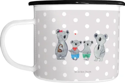 Produktbild von Mr. & Mrs. Panda Teetasse Koala Familie zwei - Grau Pastell - Geschenk, Emaille Tasse, Muttertag, Pott, Haferl, Große, Teebecher, Zusammen, Familienzeit
