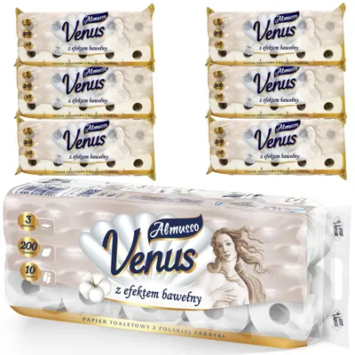 Obrázek produktu pro Sada 6× toaletní papír Almusso Venus, 3vrstvý, 10 rolí/balení, 25 m