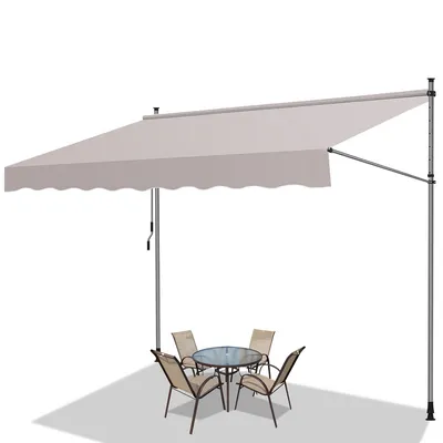 Immagine prodotto di Tenda da sole TolleTour 400x120 cm Tenda da sole per balcone regolabile in altezza con manovella Protezione solare senza forature per terrazze e balconi Beige