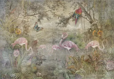 Produktbild von Vlies Fototapete Retro 350x256 cm Tapeten Wandtapete XXL Abstrakt Vintage Blumen Tiere g-C-0392-a-a
