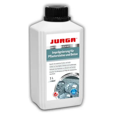Produktbild von Jurga Imprägnierung für PFLASTERSTEINE 1L, BETON, Bordsteine & Gehwegplatten, Wasserbasiert - LÖSEMITTELFREI, Verhindert Schimmel, Moose Grünbelag