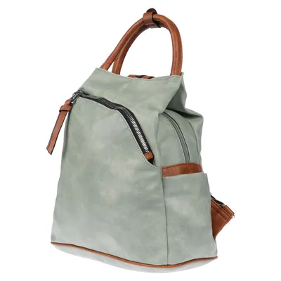 Produktbild von Großer Damen Rucksack Tasche Citybag Leder Optik Bodybag Schultertasche Shopper Grün