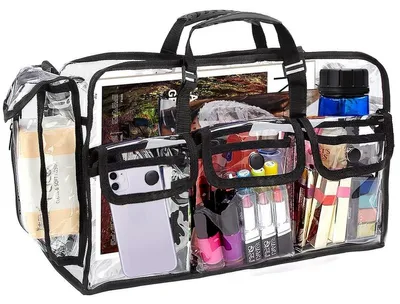 Produktbild von Omgoods – Große, transparente Kosmetiktasche mit verstellbarem Schultergurt