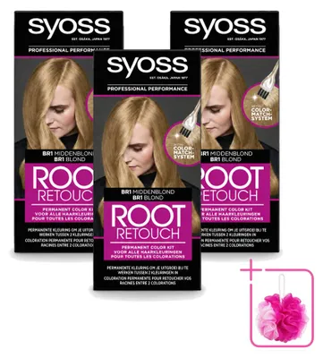 Produktbild von 3 x Syoss Root Touch-Up Haarfarbe BR1 Mittelblond - Sparpackung - 3 Stücke