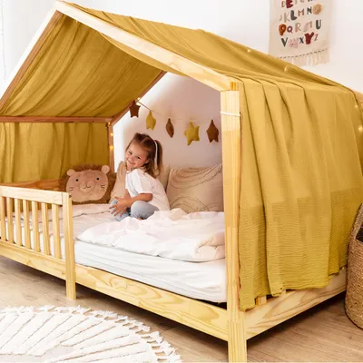 Produktbild von Himmel für Hausbett aus Musselin - Länge 320, 360 oder 420 cm