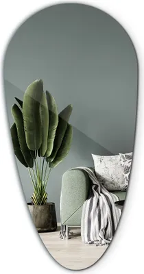 Produktbild von Decormat Spiegel –  Hängespiegel Oval Tropfenförmiger- Schlafzimmer Wohnzimmer Wandspiegel – Boho Japandi - 50 cm x 100 cm