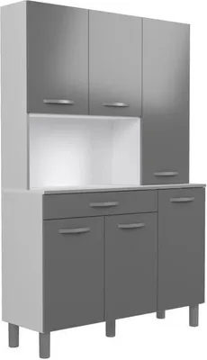 Image de Oslo - Buffet 120 cm - 1 tiroir et 6 portes - L 120 x P 40 x H 185 cm - Couleur gris brillant - Ekipa