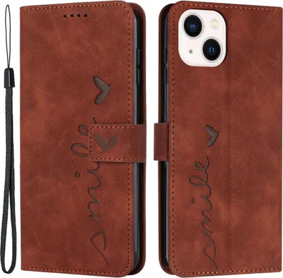 Produktbild von iPhone 14 Hülle - Coverup Smile Klapphülle - Braun
