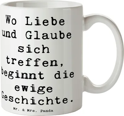 Produktbild von Mr. & Mrs. Panda Kaffeebecher Spruch Kirchliche Trauung Liebe Glaube - Weiß - Geschenk, Feier der, Geschenke, Gottes Segen, Henkelpott, Eheversprechen, Hochzeit, Heiraten
