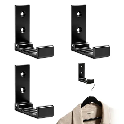 Wandhaken 90° klappbar, Aluminium, 4 Stück, Schwarz