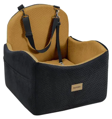 Produktbild von Hunde Autositz für kleine & mittlere Hunde, wasserfest, waschbar, mit Sicherheitsgurt, erhöhtes Hundebett, Schwarz-Braun