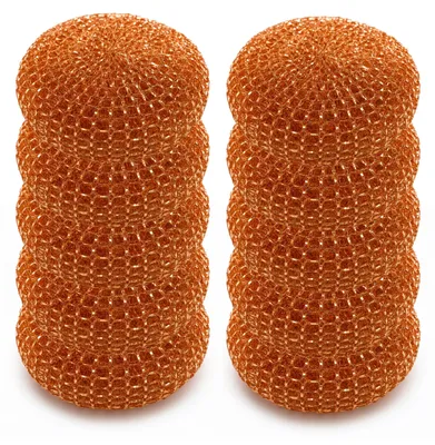 Produktbild von 10er Set Kupfer Topfreiniger - Verkupferte Scheuerschwämme für kratzfreie Sauberkeit - Ideal für Küche, Töpfe & Pfannen - Effektive Reinigung, je 80mm