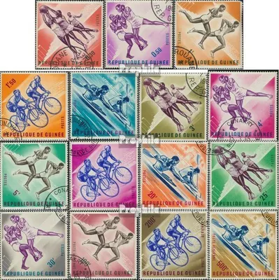 Produktbild von Briefmarken Guinea 1963 Mi 164-178 (kompl.Ausg.) gestempelt Sport