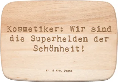 Produktbild von Mr. & Mrs. Panda Holzbrett Spruch Kosmetiker Helden - Transparent - Geschenk, Kosmetikerin, Berufspassion, Holzbrettchen, Berufsgestaltung, Schneidebrett, Frühstücksbrett