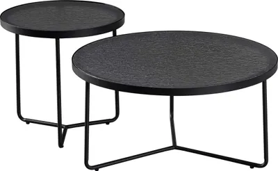 Produktbild von Couchtisch-Set Melia - Ø50x50cm und Ø80x40cm - Glas - schwarz