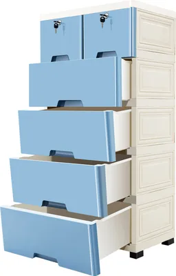 Obrázek produktu pro Komoda Office 6 zásuvek s kolečky Organizér Plastový volně stojící organizér (modrý)