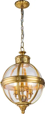 Produktbild von Pendelleuchte Metall Glas E14 rund D: 37,1 cm H: max. 223,5 cm in Messing 3-flammig Vintage