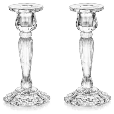 Image de Support pour bougies en verre, marque Romadedi, pour bougies chauffe-plat, lot de 2, 18 cm