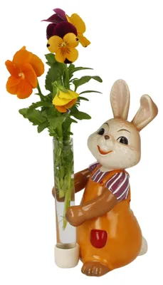 Produktbild von Goebel Figur Hase mit Vase Blütentraum, Ostern, Steingut, Bunt, 14.5 cm, 66846161