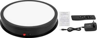 Image de Présentoir rotatif - Plateau tournant - Rotation à 360° - Éclairage LED - Plastique - Ø 42 cm × 7 cm - Pour bijoux et montres