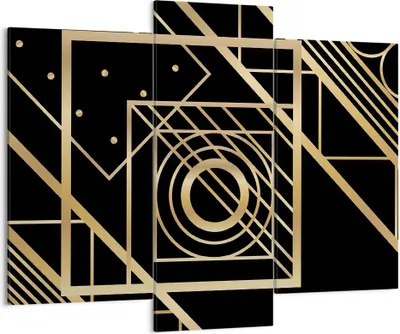 Produktbild von Bild auf Leinwand - Leinwandbild - 3 Teile - Abstraktion Quadrat Gold - 130x100cm - Wand Bild - Wanddeko - Wandbilder - Leinwanddruck - Bilder - Wanddekoration - Leinwand bilder - CB130x100-4375