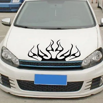 Image de Autocollants décoratifs "Flammende" - Autocollant en vinyle pour capot de voiture - Design sportif - Noir - Accessoire pour l'extérieur