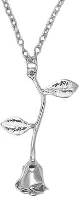 Produktbild von Halskette, einzigartiges Rosen-Blumen-Design, Legierung, Damen-Kette, Halskette für Geschenke-Silber