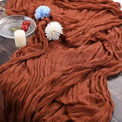 Produktbild von 2er-Pack terracotta Käsetuch Tischläufer, 90 x 300 cm, rustikaler Gitterstoff, Boho Tischläufer, rustikales Käsetuch, Hochzeits-Tischdekoration, Tischdecke für Hochzeitsfeier, Brautdusche, Tischdekoration