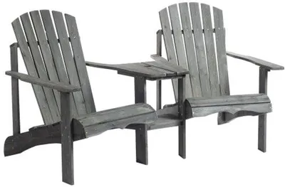 Immagine prodotto di Set da giardino in legno grigio a due posti con tavolo, 178x87x92 cm