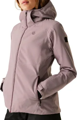 A woman wearing a pink jacket.