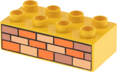 Produktbild von 1x Lego Duplo Bau Stein 2x4 gelb bedruckt Stein Wand Mauer 4263007 3011pb002