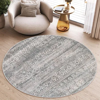Obrázek produktu pro Tapiso Koberec VALLEY Round Vintage Grey Beige Ložnice 80 x 80 cm