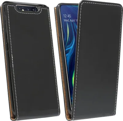 Zdjęcie produktu dla cofi1453® Etui z klapką kompatybilne z SAMSUNG GALAXY A80 (A805F) Etui na telefon komórkowy składane pionowo z klapką czarne