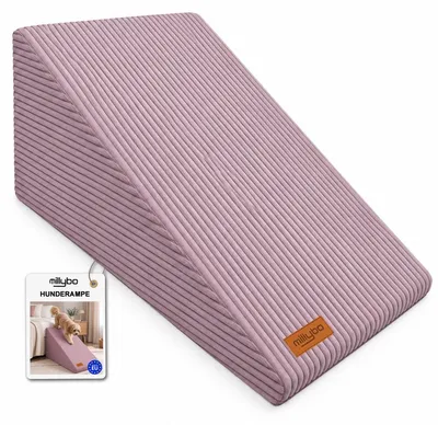 Produktbild von MILLYBO Hunderampe aus Cord – Rampe für Hunde & Katzen, 2 Größen, abnehmbarer Bezug: Lila 70 x 30 x 45 cm