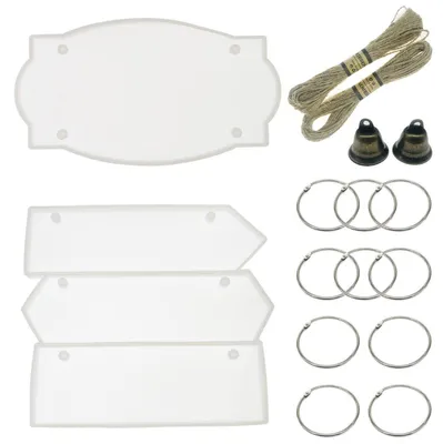 Image de Moules en silicone, moules de coulage, forme rectangulaire, pour décoration de porte, type "Bienvenue", kit de 21 pièces, pour travaux de bricolage