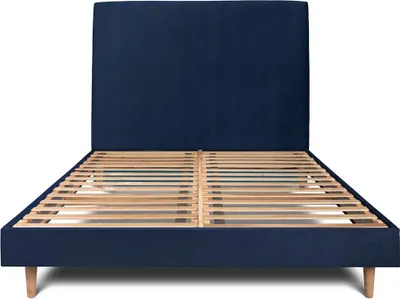 Produktbild von Bett mit gepolstertem Kopfteil – Samtstoff - 180 x 200 cm