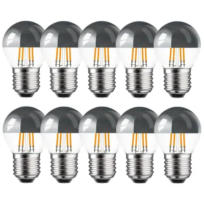 Produktbild von 10 x LED Filament Kopfspiegel Tropfen 4W = 40W E27 silber KVS warmweiß 2700K