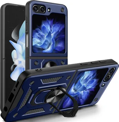 Produktbild von Outdoor Panzer Hülle für Samsung Galaxy Z Flip 7 FE mit Kameraschutz Ringhalter in Blau
